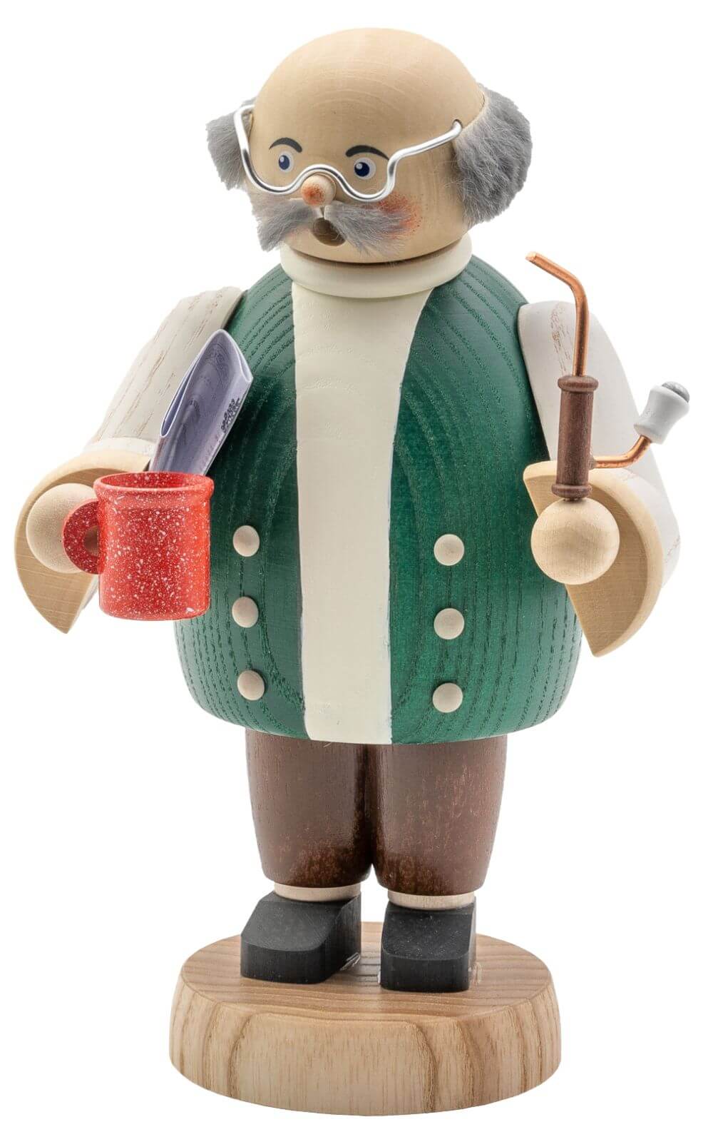 Smoking man grandpa, 18 cm by Seiffener Volkskunst eG