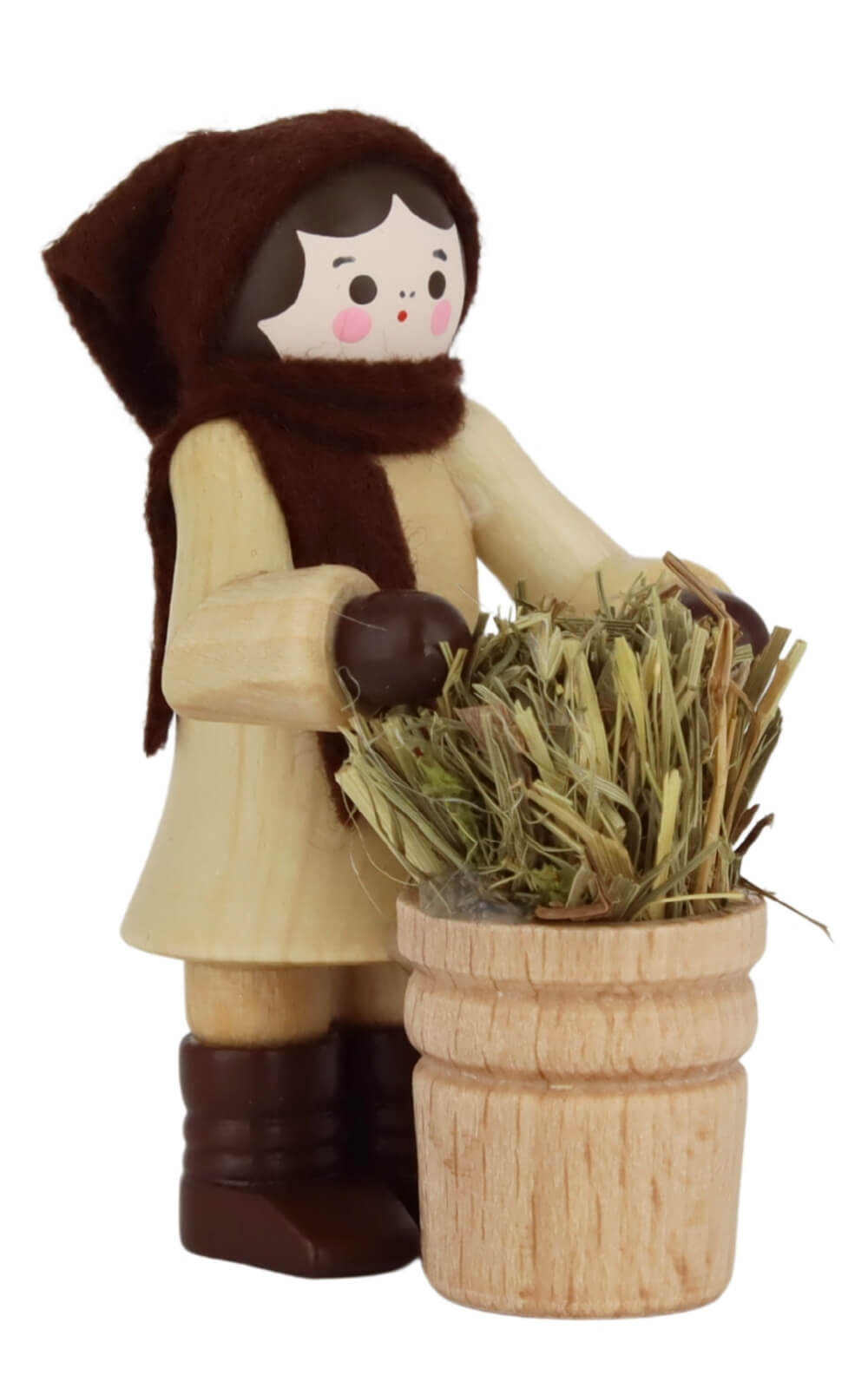 Woman with hay basket, 6 cm/2.36 in, natural by Romy Thiel_3