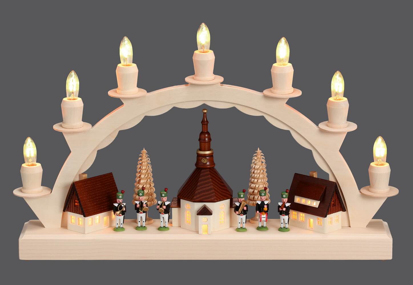 Candle arch Seiffen village with miners' chapel by SEIFFEN.COM_2