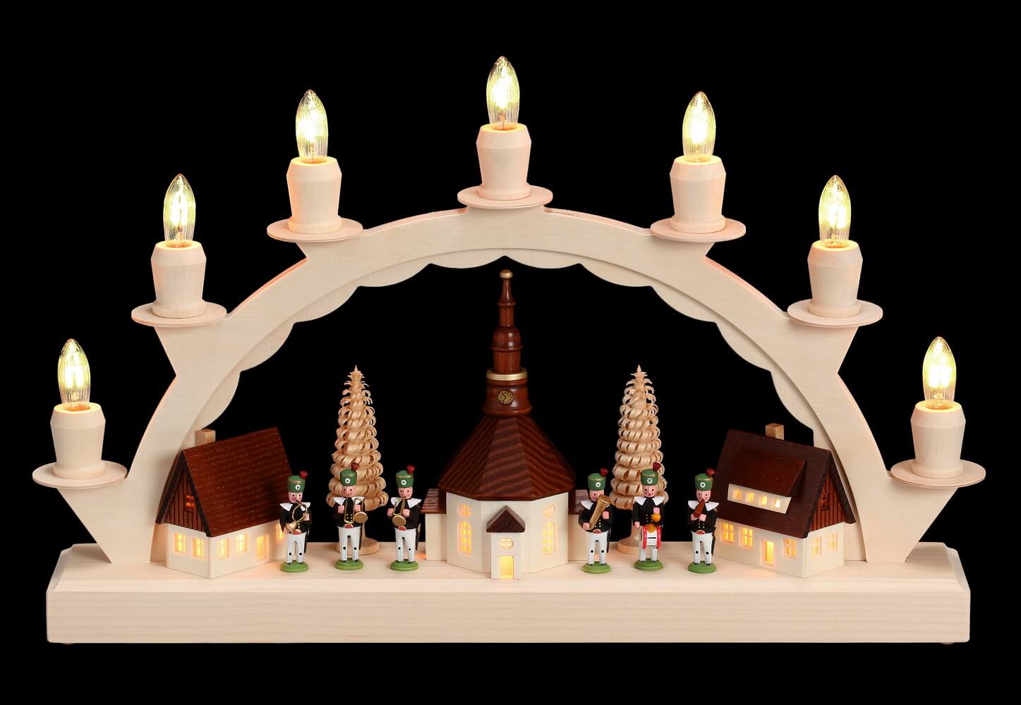 Candle arch Seiffen village with miners' chapel by SEIFFEN.COM_1