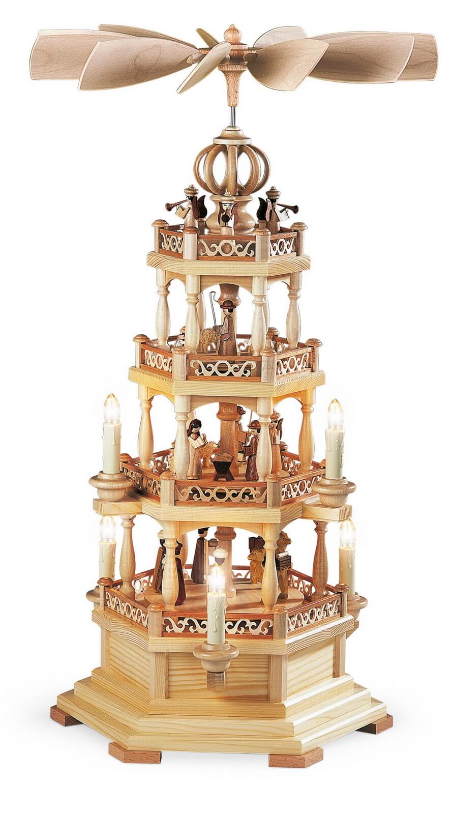 German Christmas Pyramid Holy Story, 4-Tier, Electric, 64 cm / 25.2 in by Müller Kleinkunst