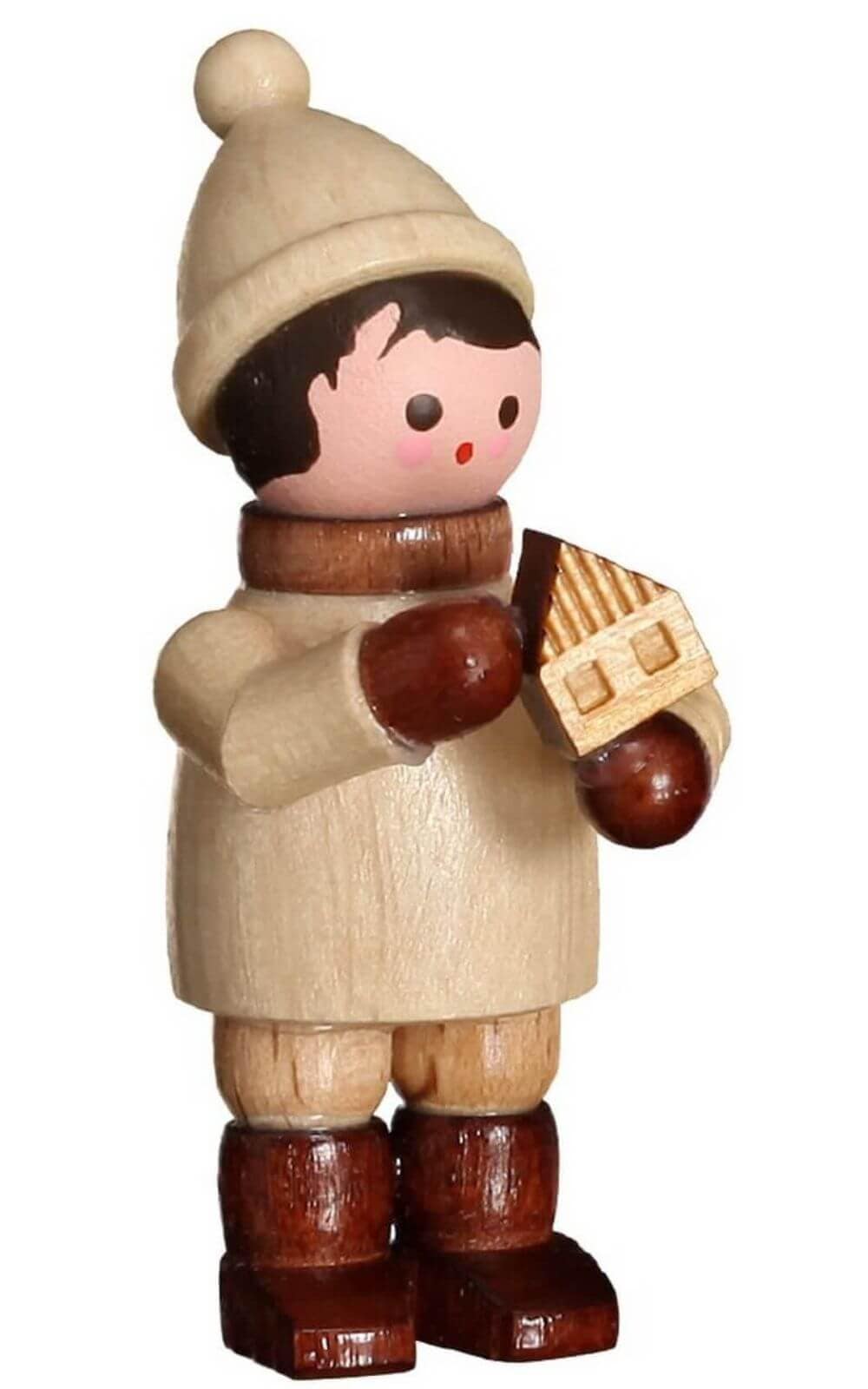 Miniature winter child with house, nature by Romy Thiel