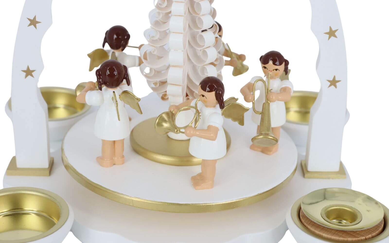 Christmas pyramid with angel for tea lights and candles, white, 27 cm by Richard Glässer_2