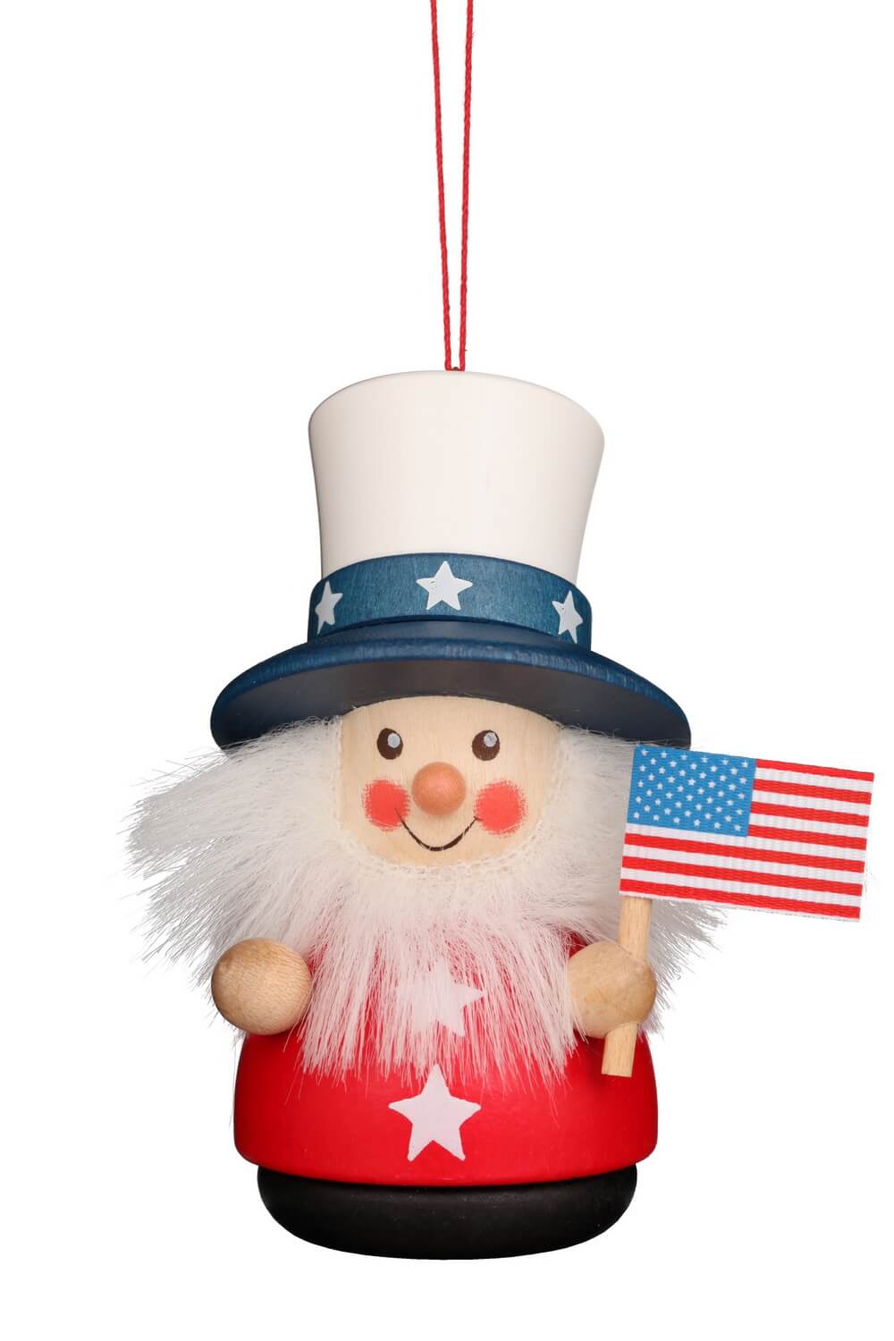 Christmas Tree Ornament Wobbly Figure Uncle Sam by Christian Ulbricht, Made in Germany – handcrafted holiday charm with character