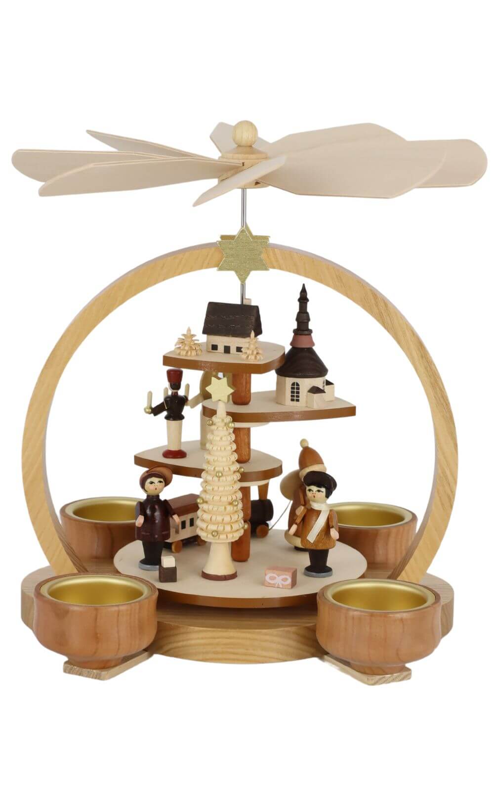 Tealight Christmas pyramid with Santa Claus, natural by Knuth Neuber_1
