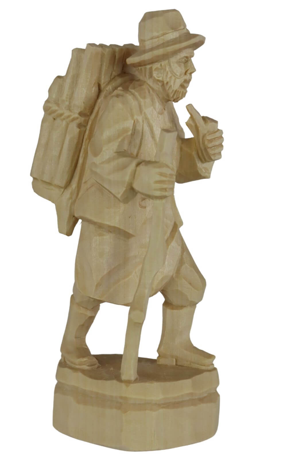 Woodman with pipe, natural, carved, 25 cm by Schnitzkunst aus dem Erzgebirge_1