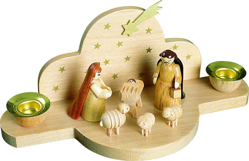 Christmas candle holder Holy Family, 15 cm by Richard Glässer