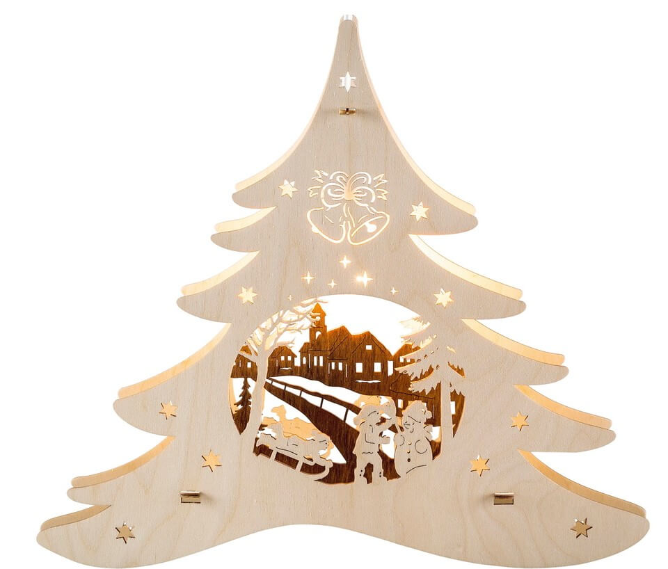 Illuminated window picture fir tree winter fun by Weigla