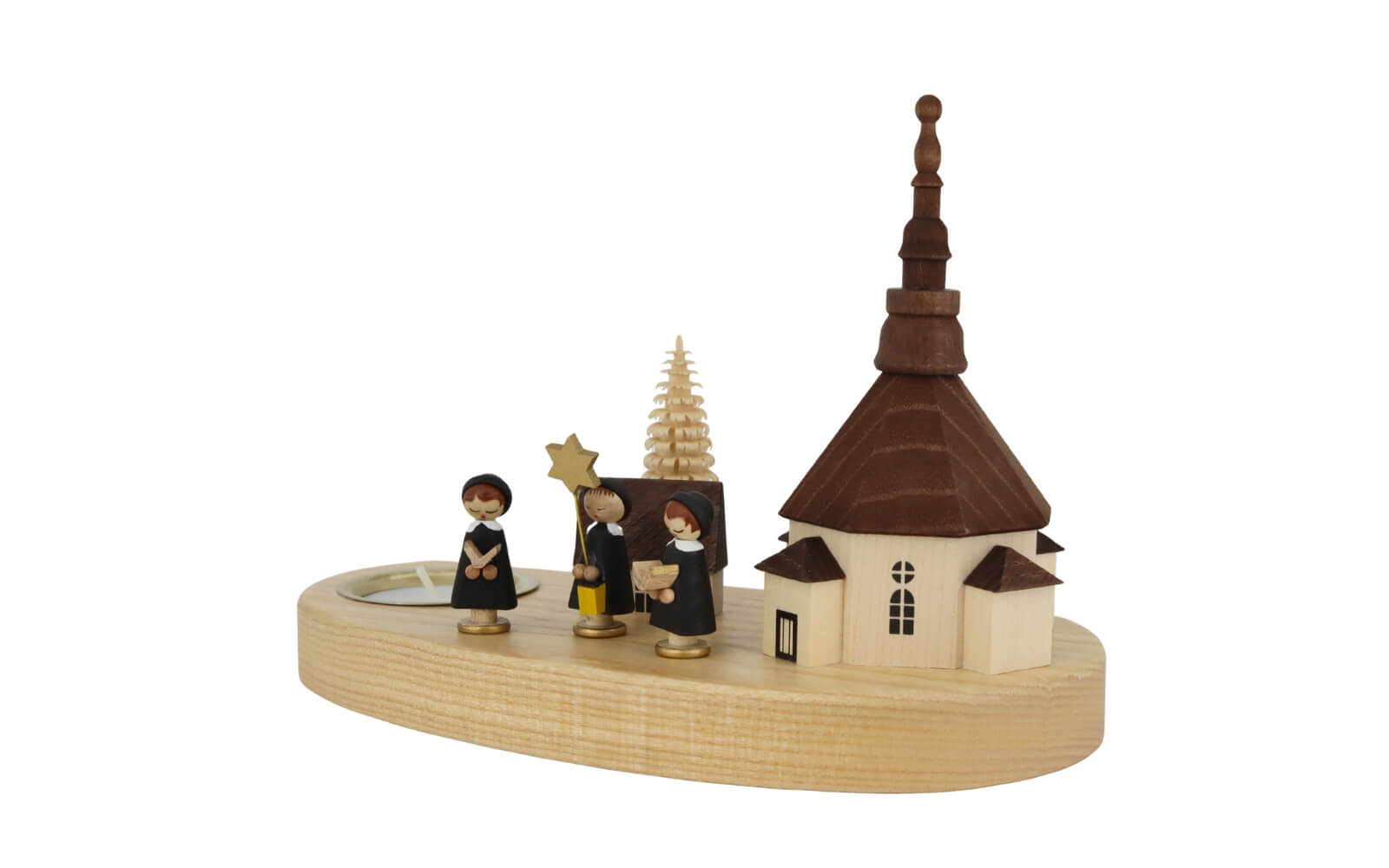 Christmas candle holder Seiffen church with choir, 16 cm / 6,3 inch by Richard Glässer_1