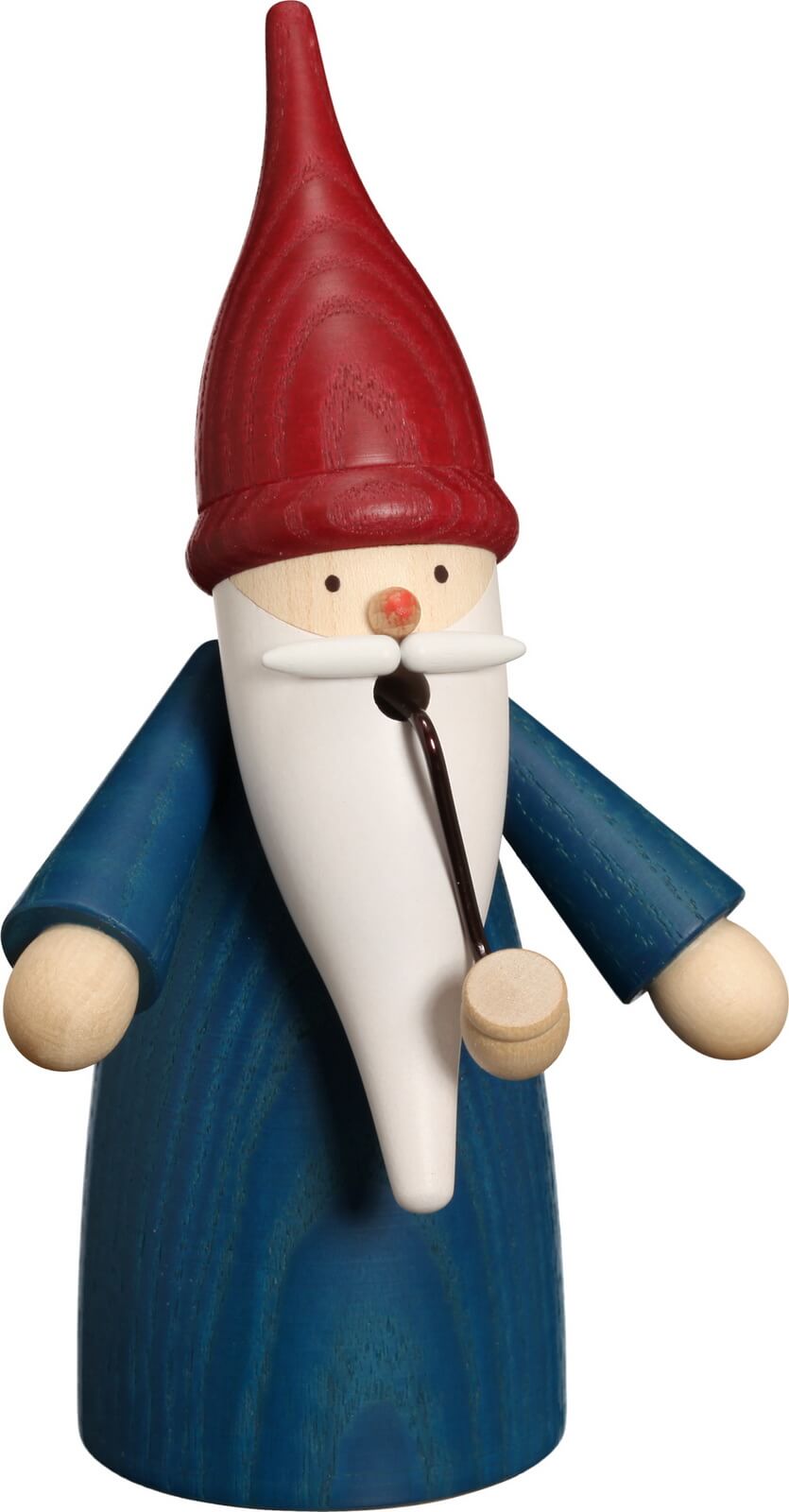 Smoking man traditional gnome, blue, 16 cm by Seiffener Volkskunst
