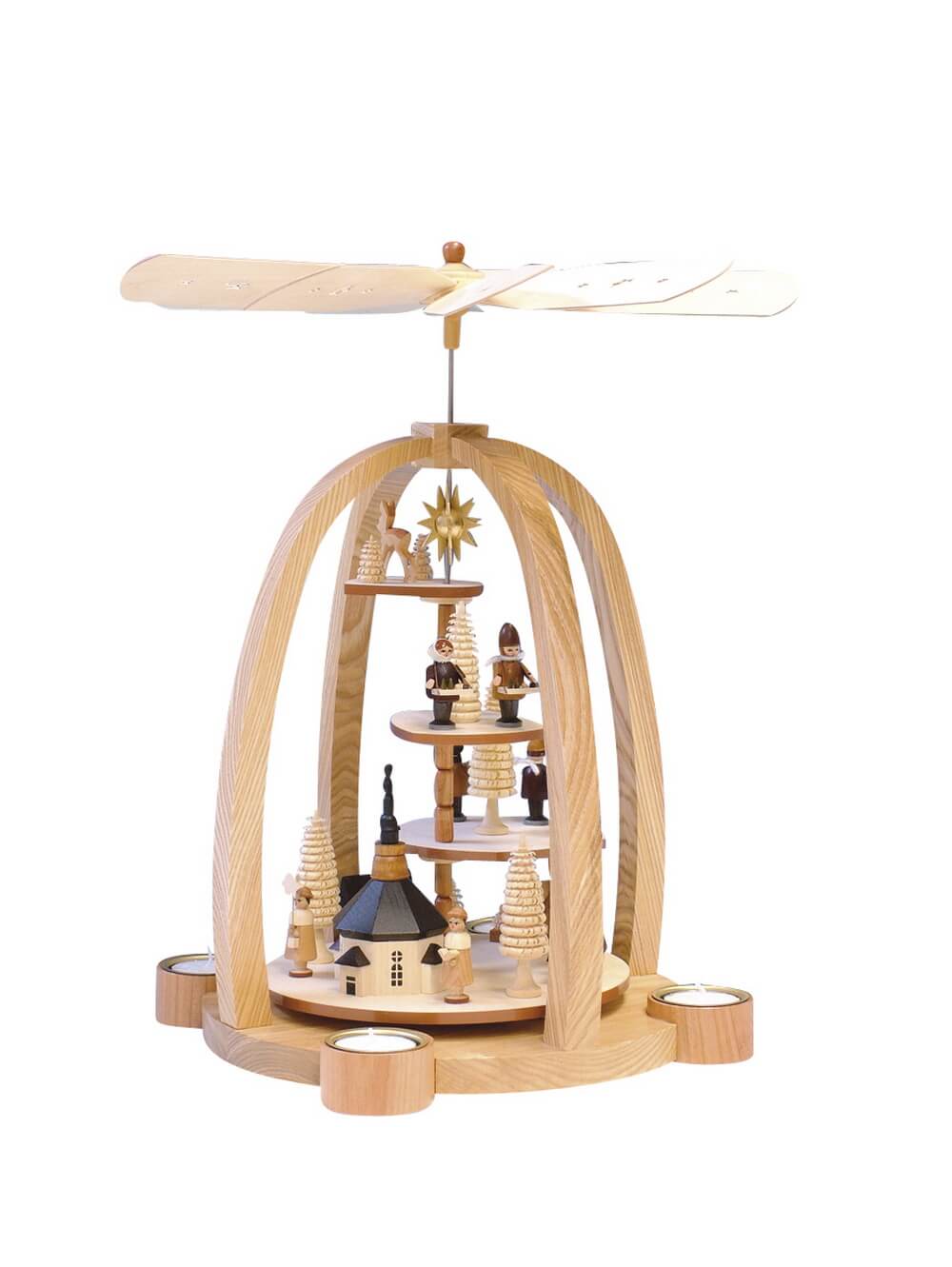 Christmas pyramid Seiffen church with Kurrende, 41 cm by Knuth Neuber