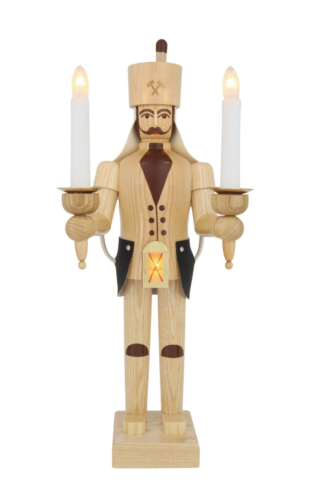 Wooden miner, 38 cm / 15 inch, natural, electrically illuminated by SEIFFEN.COM_4