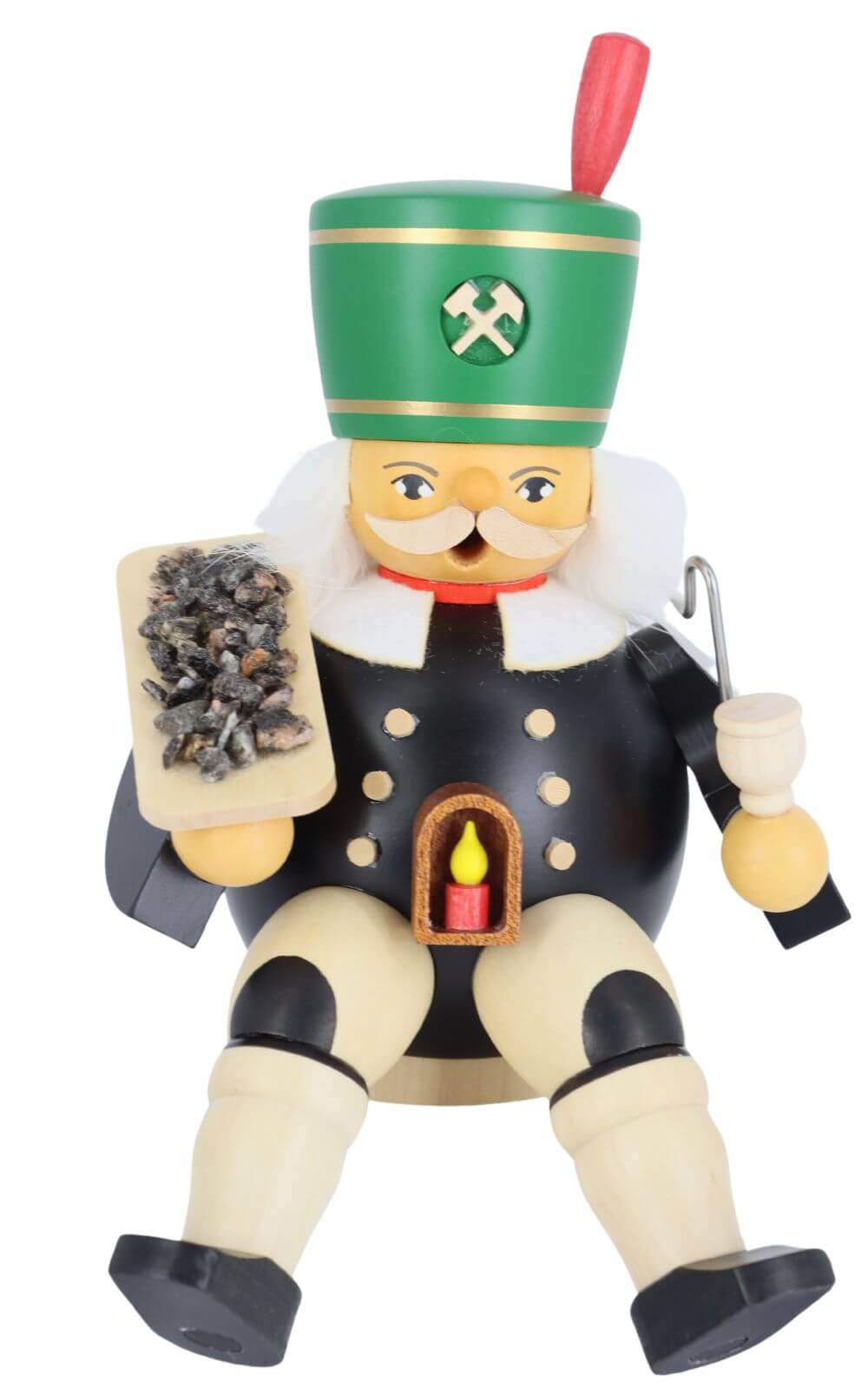 Smoking man miner with ore, sitting, 14 cm by Müller Kleinkunst_1