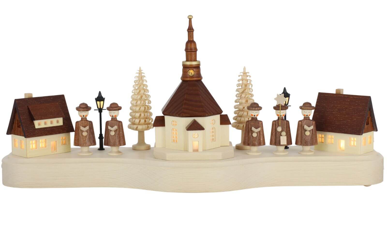 Pedestal board with Seiffen village and Kurrende, illuminated by SEIFFEN.COM_1