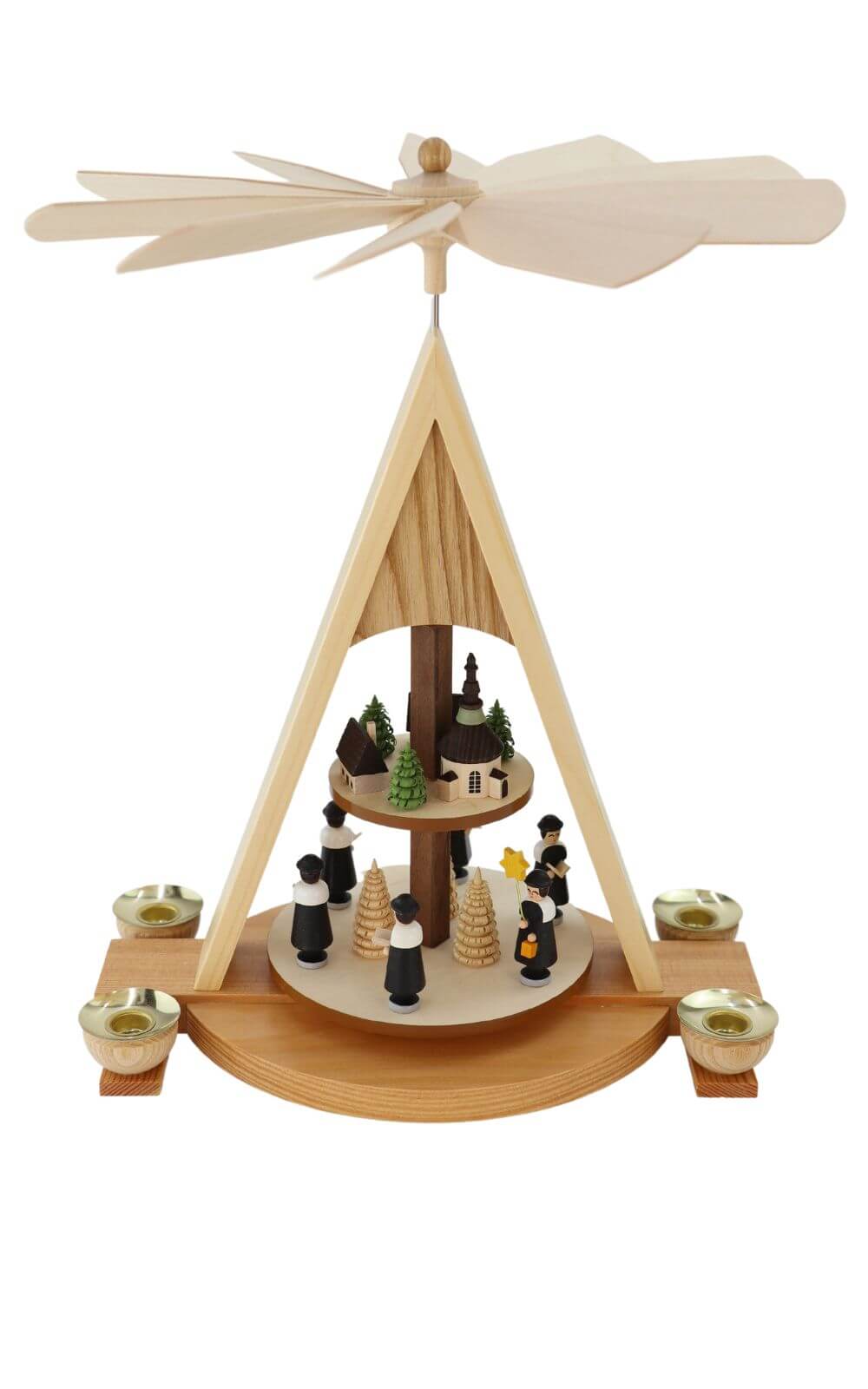 Christmas pyramid Kurrende and Seiffen village, with 2 levels by Knuth Neuber