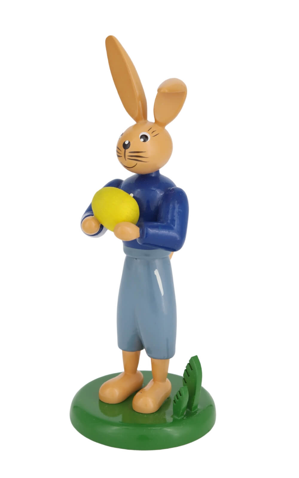 Easter bunny with long pants and egg, 12 cm by Holzkunst Gahlenz_1