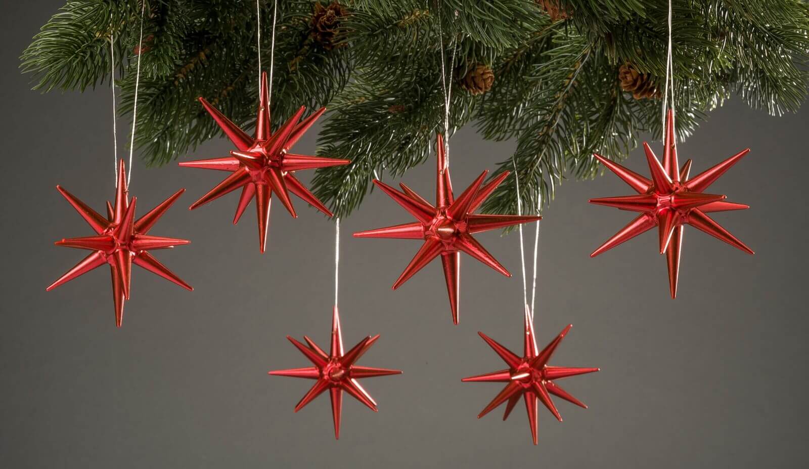 Wooden Christmas tree decorations, Poinsettias red-metallic, 6 pieces by Albin Preißler_pic2