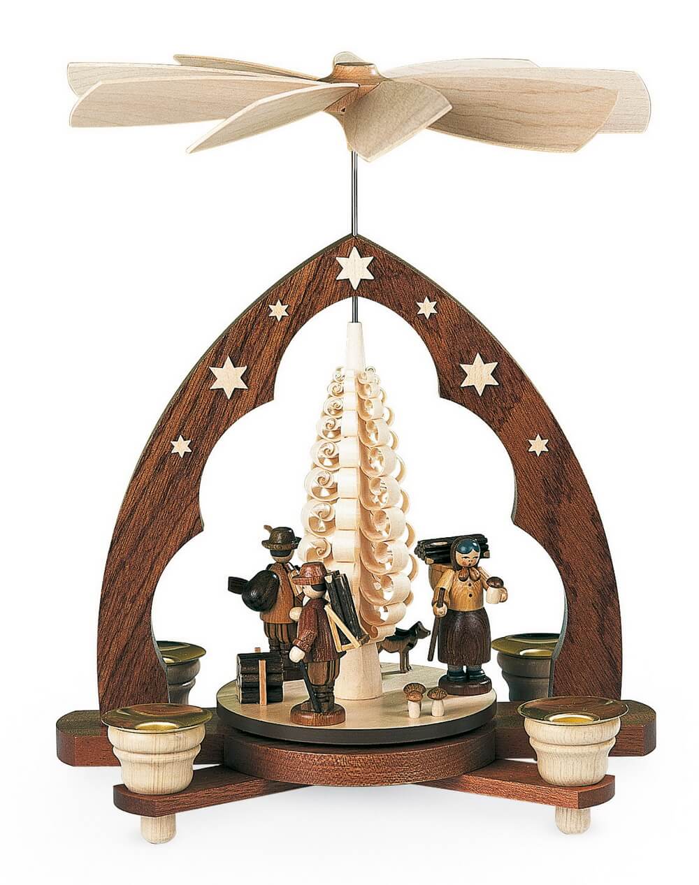 Christmas pyramid forest people pointed arch, Müller small art from the Erzgebirge