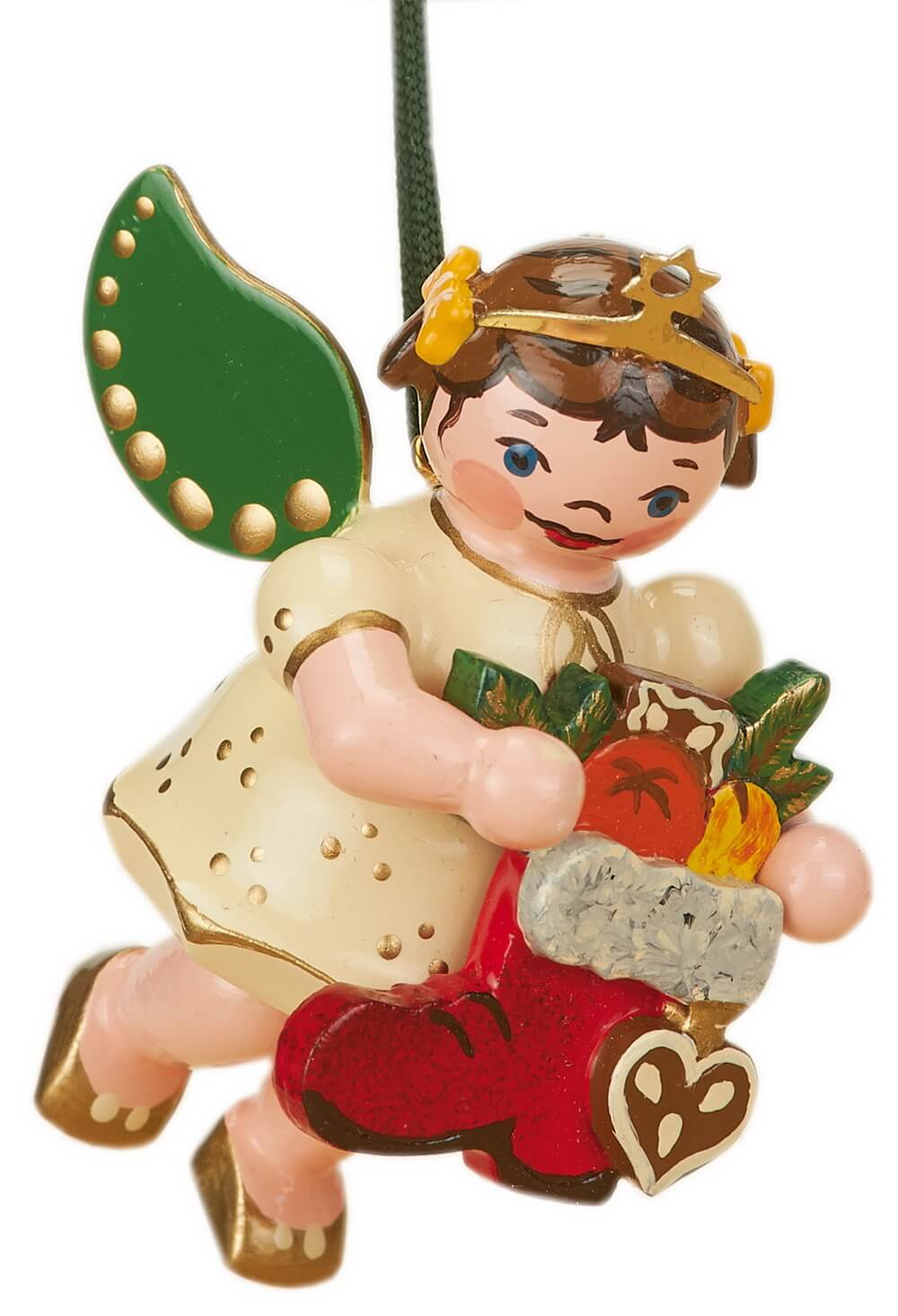 Christmas tree decorations Christmas angel with Santa boot by Hubrig Volkskunst