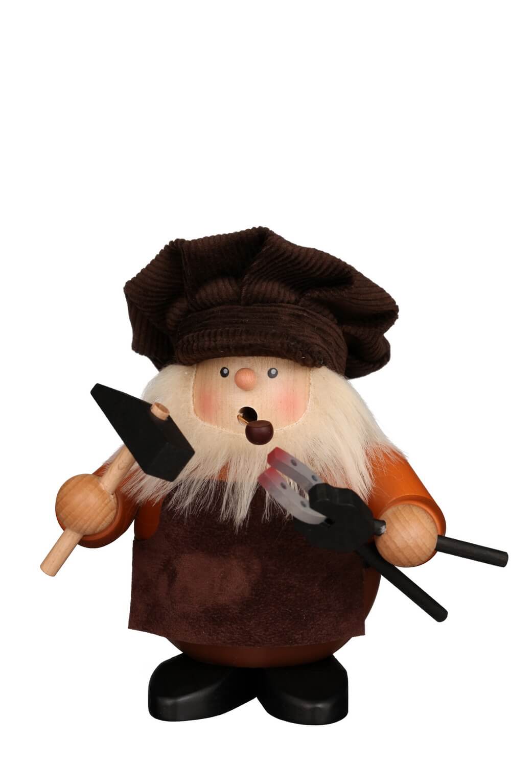 Smoking man blacksmith, 16 cm, nature by Christian Ulbricht
