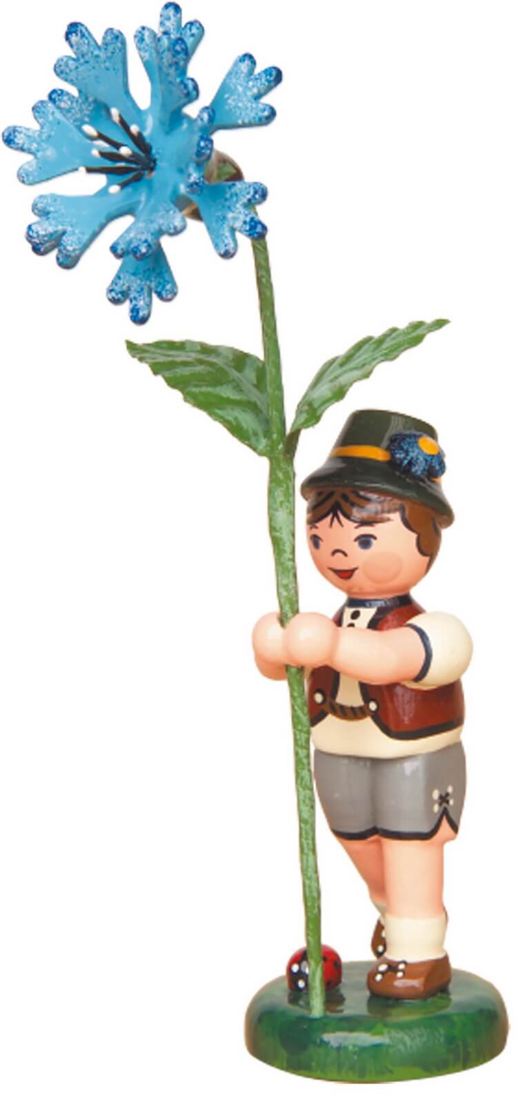 Flower child boy with cornflower by Hubrig Volkskunst