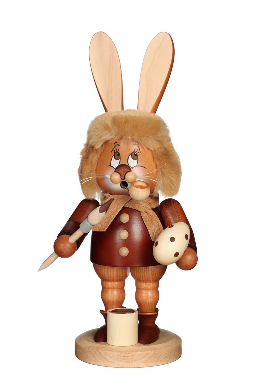 Smoking man gnome Easter bunny with brush, 34 cm by Christian Ulbricht