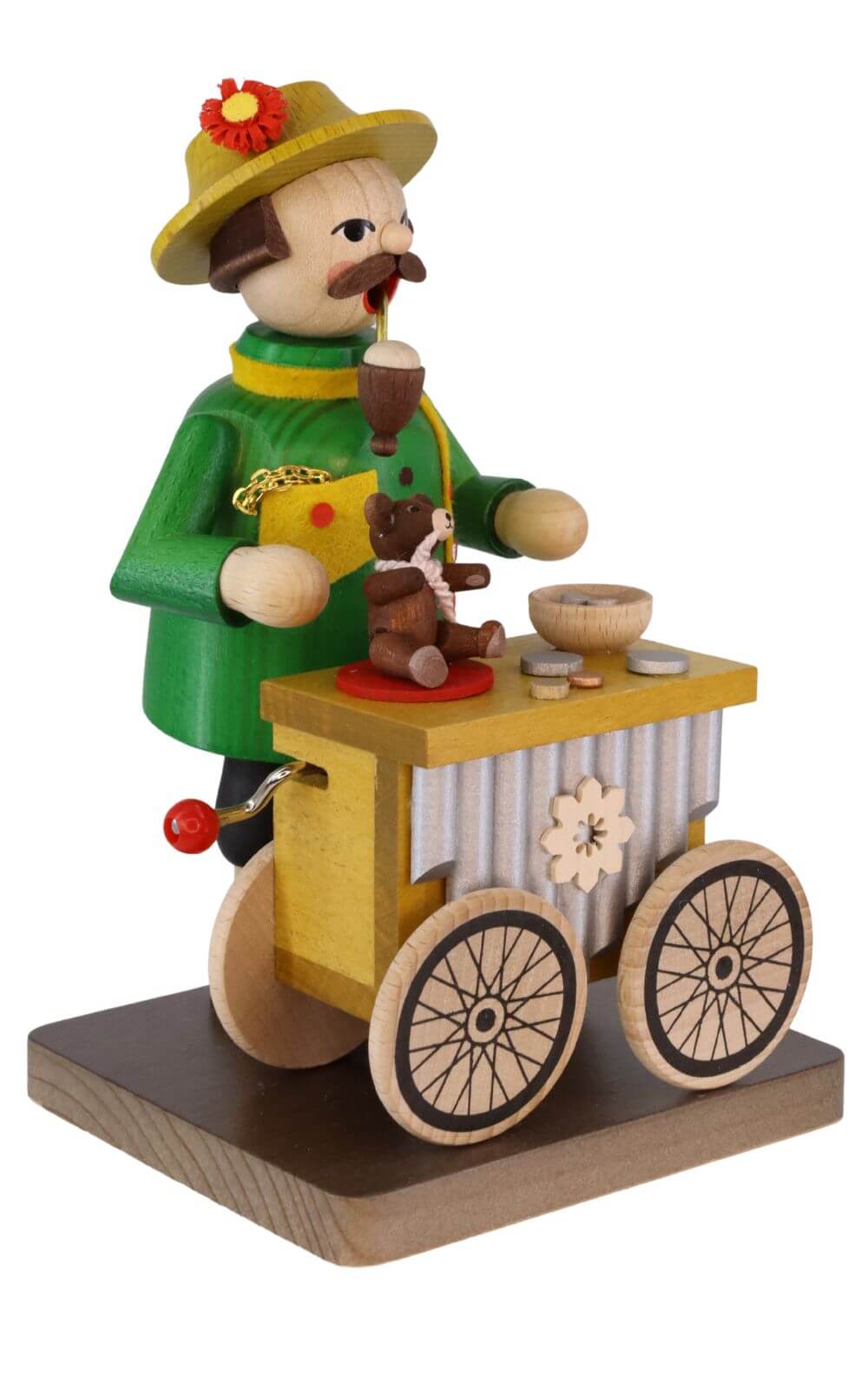 Smoking man hurdy-gurdy man, 17 cm, colored by Richard Glässer_2