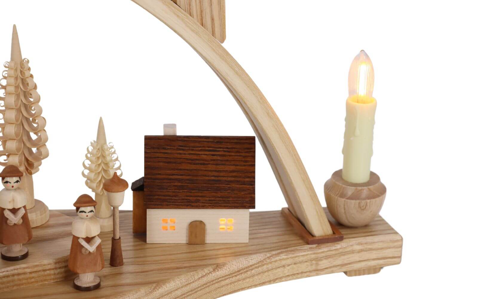 LED candle arch Seiffen church with illuminated houses, 54 cm by Knuth Neuber_5