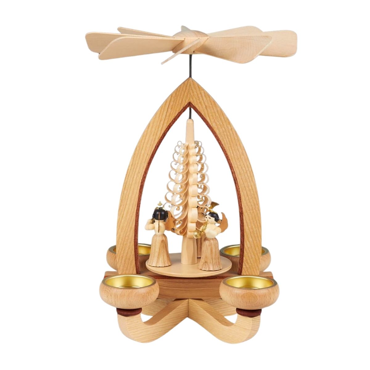 Christmas pyramid with pleated skirt angel for tea lights, 28 cm by Heinz Lorenz