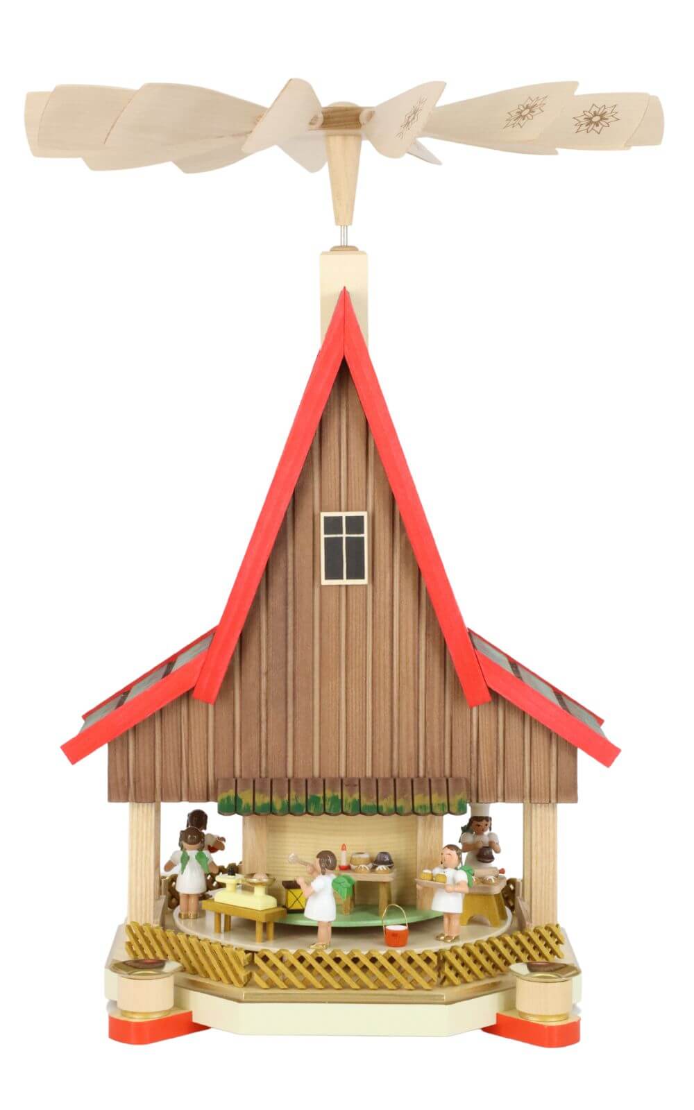 Christmas pyramid with Advent house and angel bakery, 53 cm by Richard Glässer