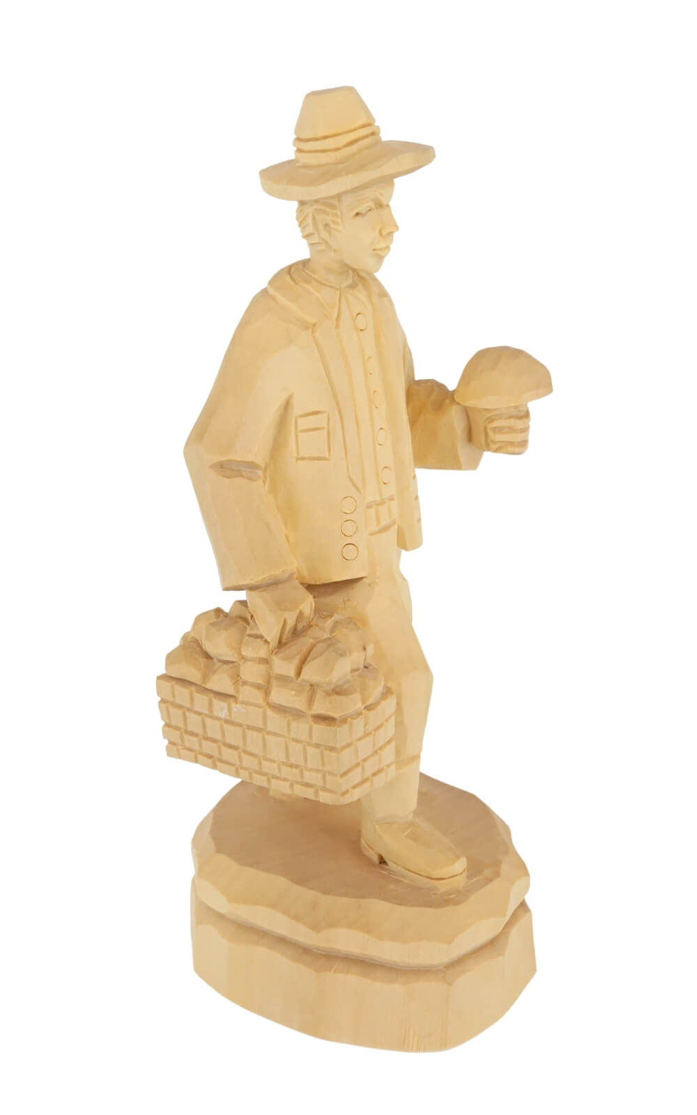 Mushroom picker, carved, 20 cm / 7,9 inches, from the Erzgebirge woodcarving tradition