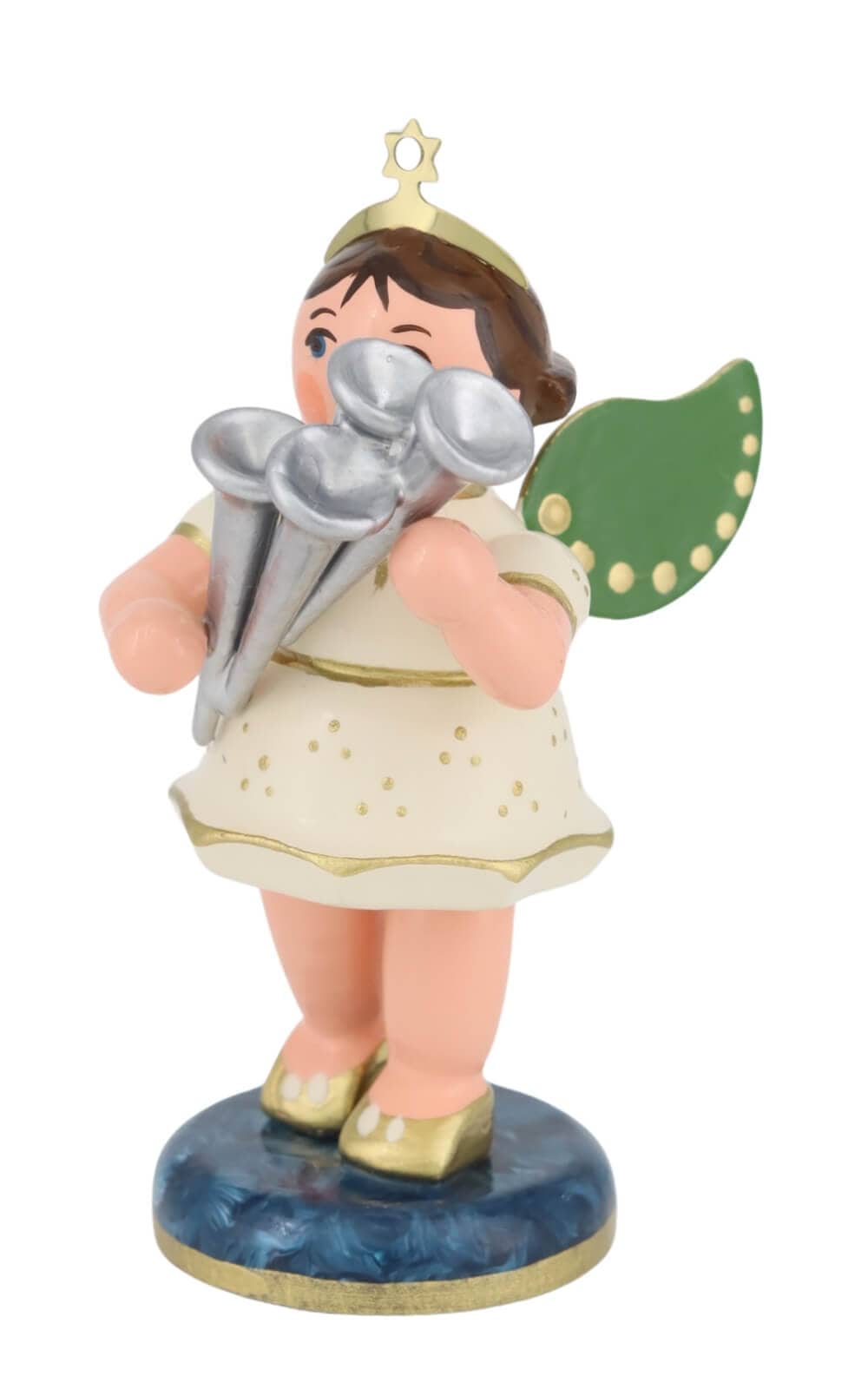 Miniature Christmas Angel with Shawm, 7 cm (2.76 inches) by Hubrig Volkskunst - Made in Germany_3
