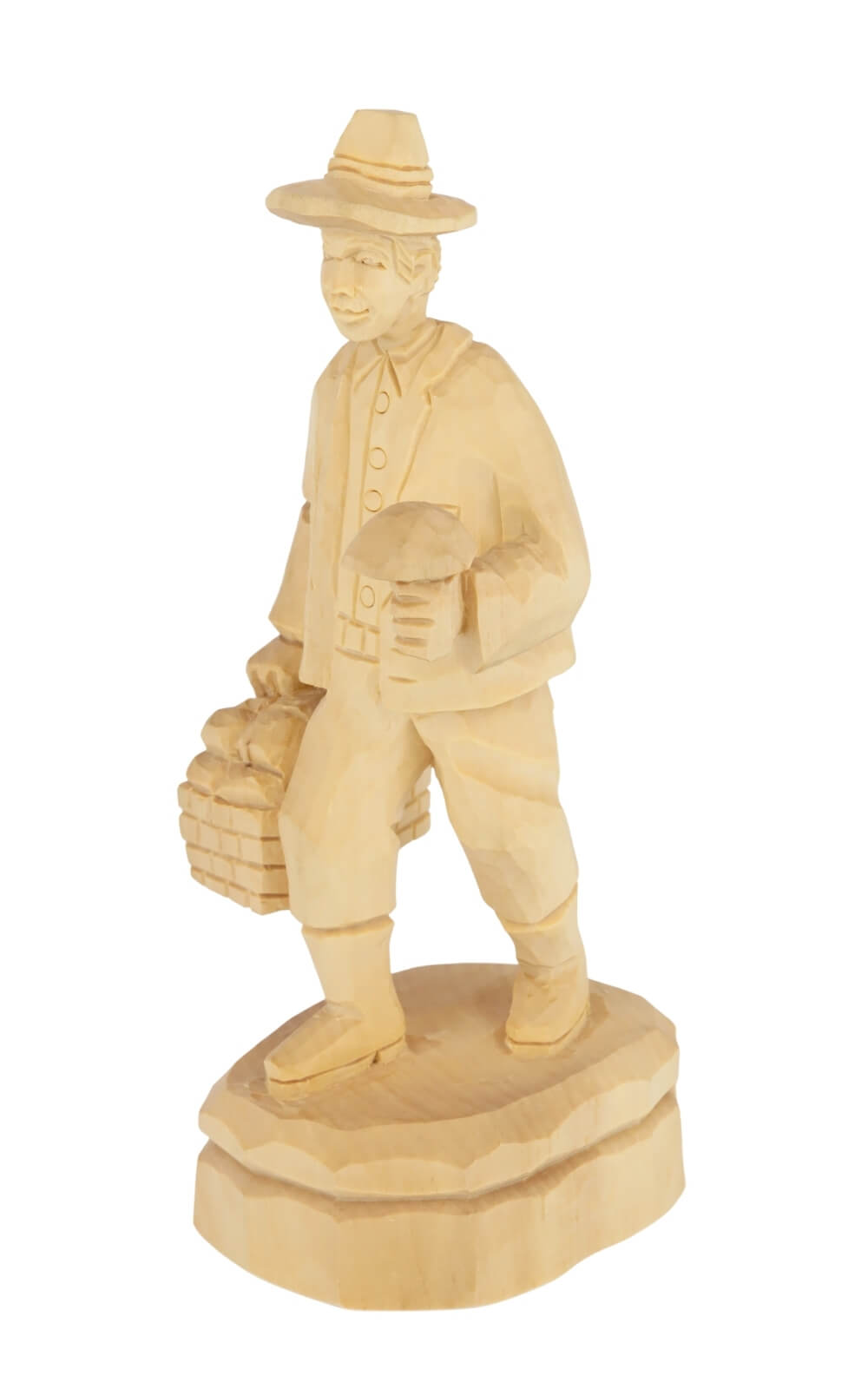 Mushroom picker, carved, 20 cm / 7,9 inches, from the Erzgebirge woodcarving tradition