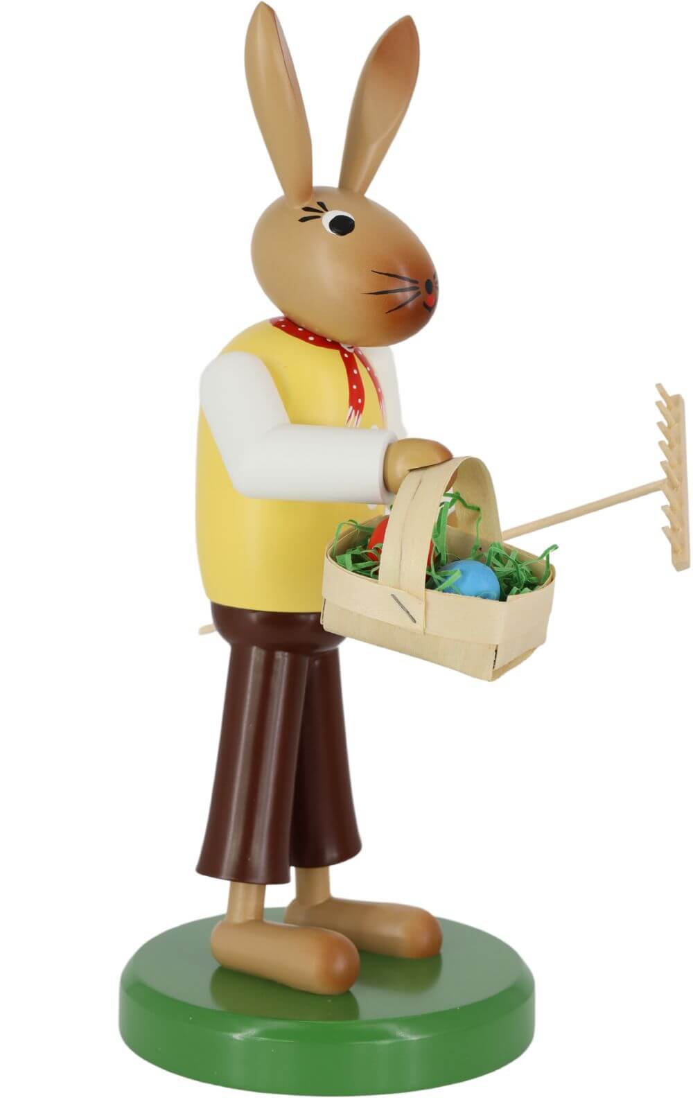 Easter bunny with rake and basket, 28 cm by SEIFFEN.COM_2