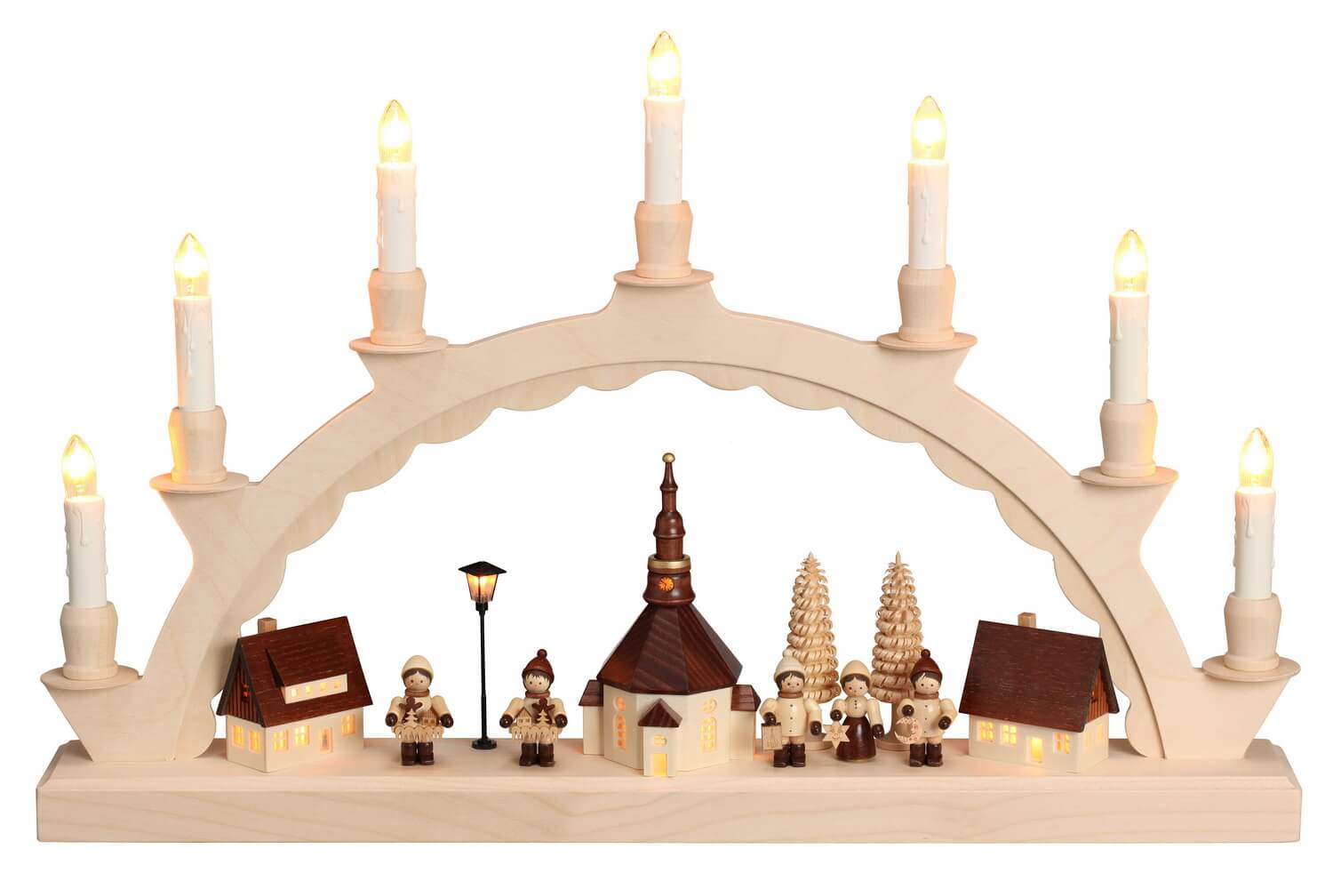 Candle arch Seiffen village with Romy Thiel children, 50 cm by SEIFFEN.COM