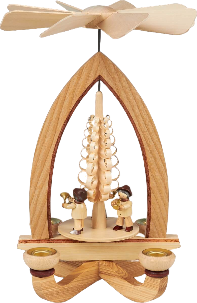 Christmas pyramid trio with brass instruments, 28 cm by Heinz Lorenz