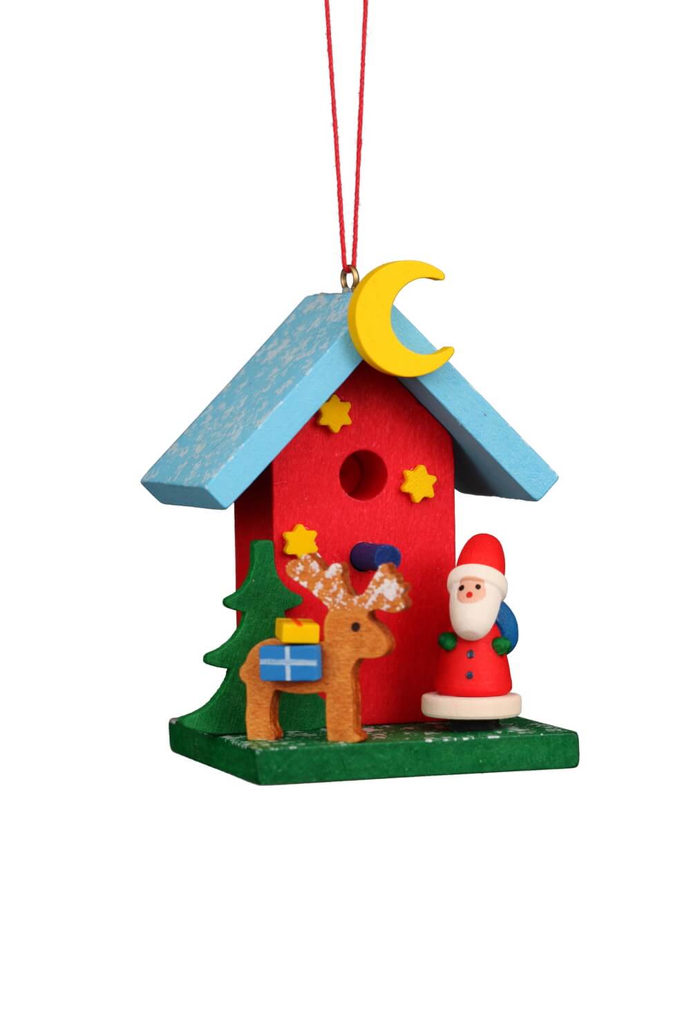 Christmas Tree Ornament Birdhouse with Santa Claus, 2.76 inches (7.0 cm) by Christian Ulbricht, Made in Germany