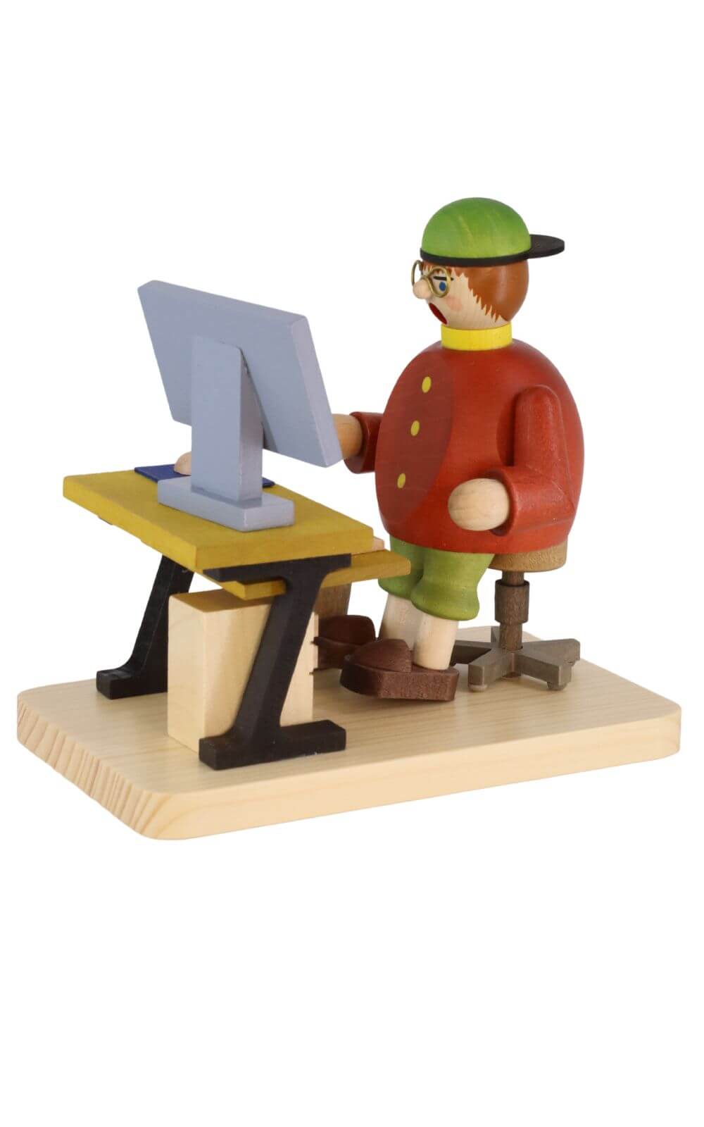 Smoking man computer freak, sitting, 14 cm by Richard Glässer