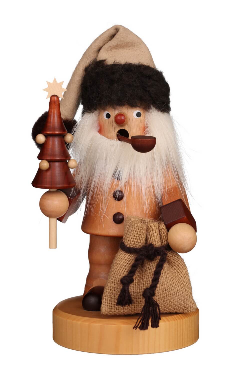 Smoking man Santa Claus, natural, 20 cm by Christian Ulbricht