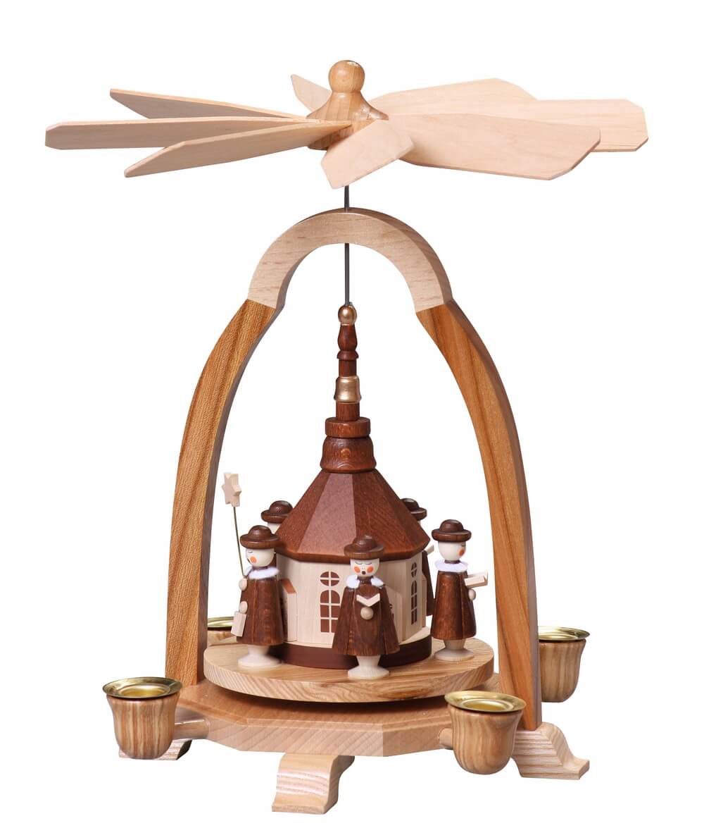 Christmas pyramid with Seiffen church, 24 cm by Thomas Preißler
