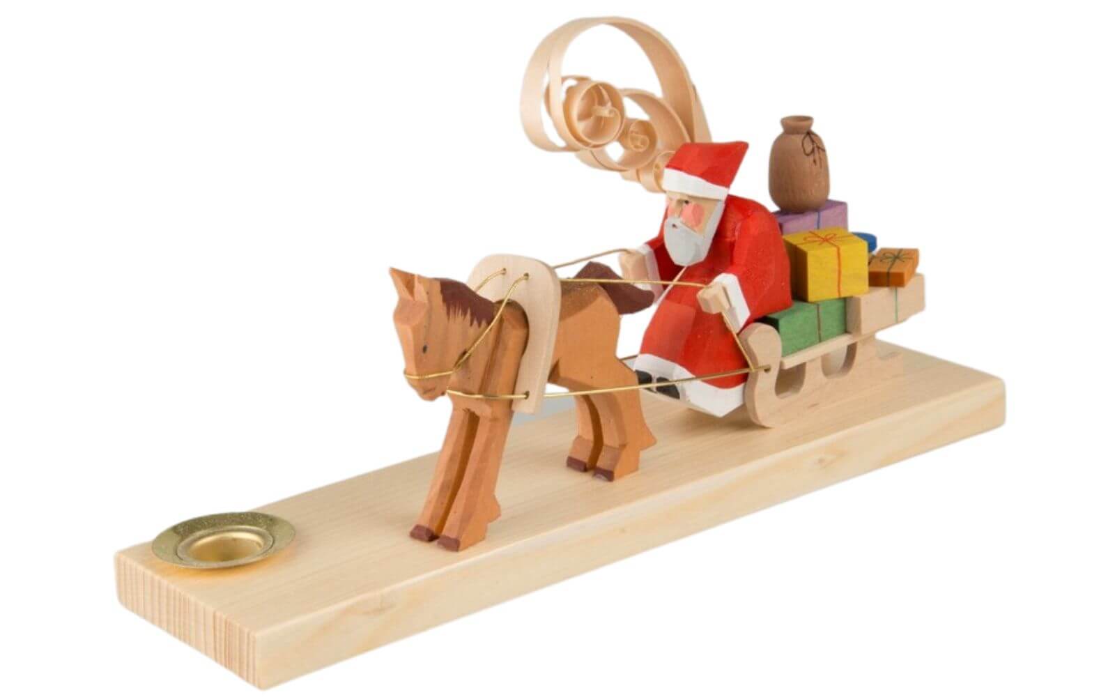 Candle holder with carved Santa Claus, 8 cm by Bettina Franke
