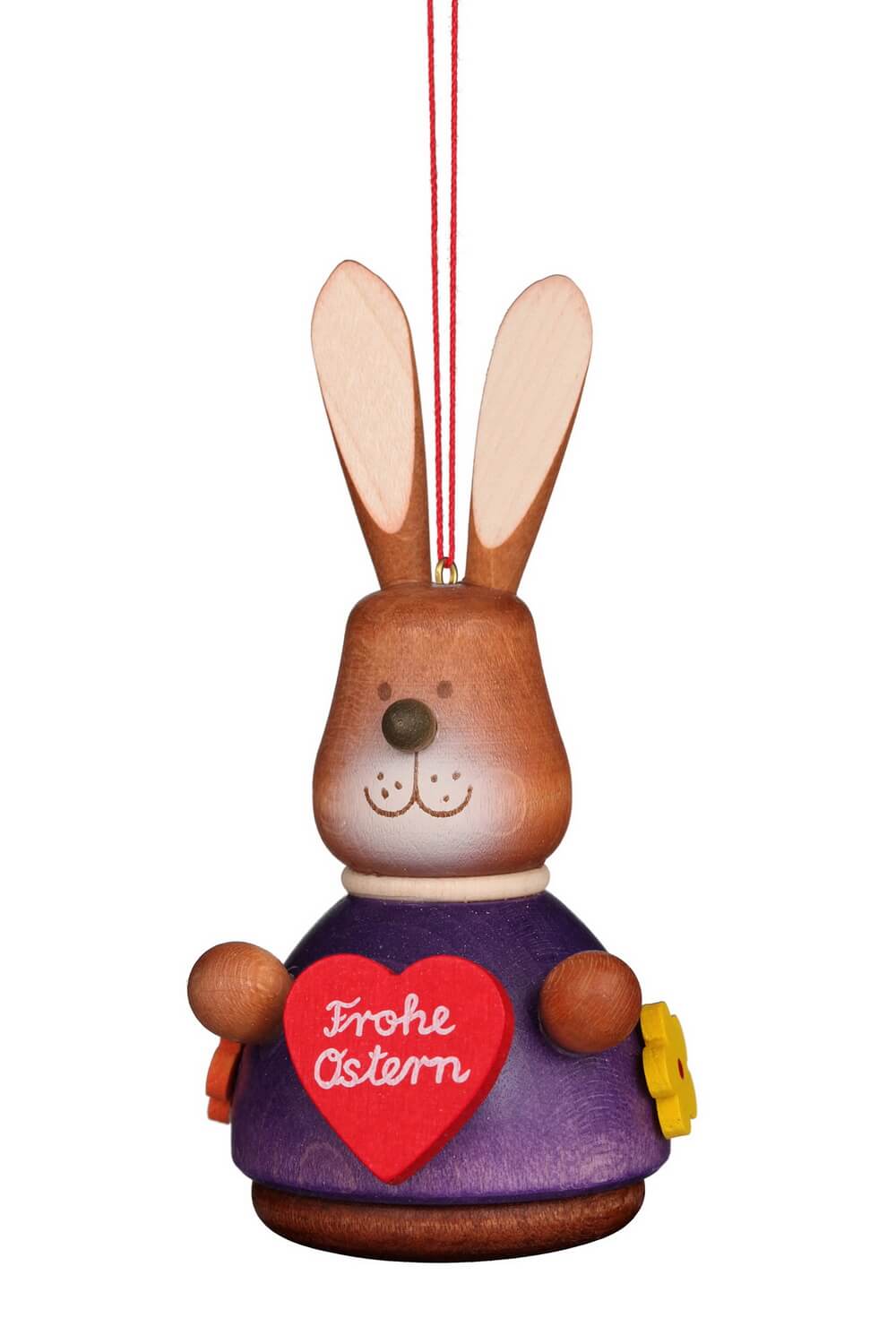 Easter bunny - wobbly bunny with heart to hang, 10 cm, colored by Christian Ulbricht