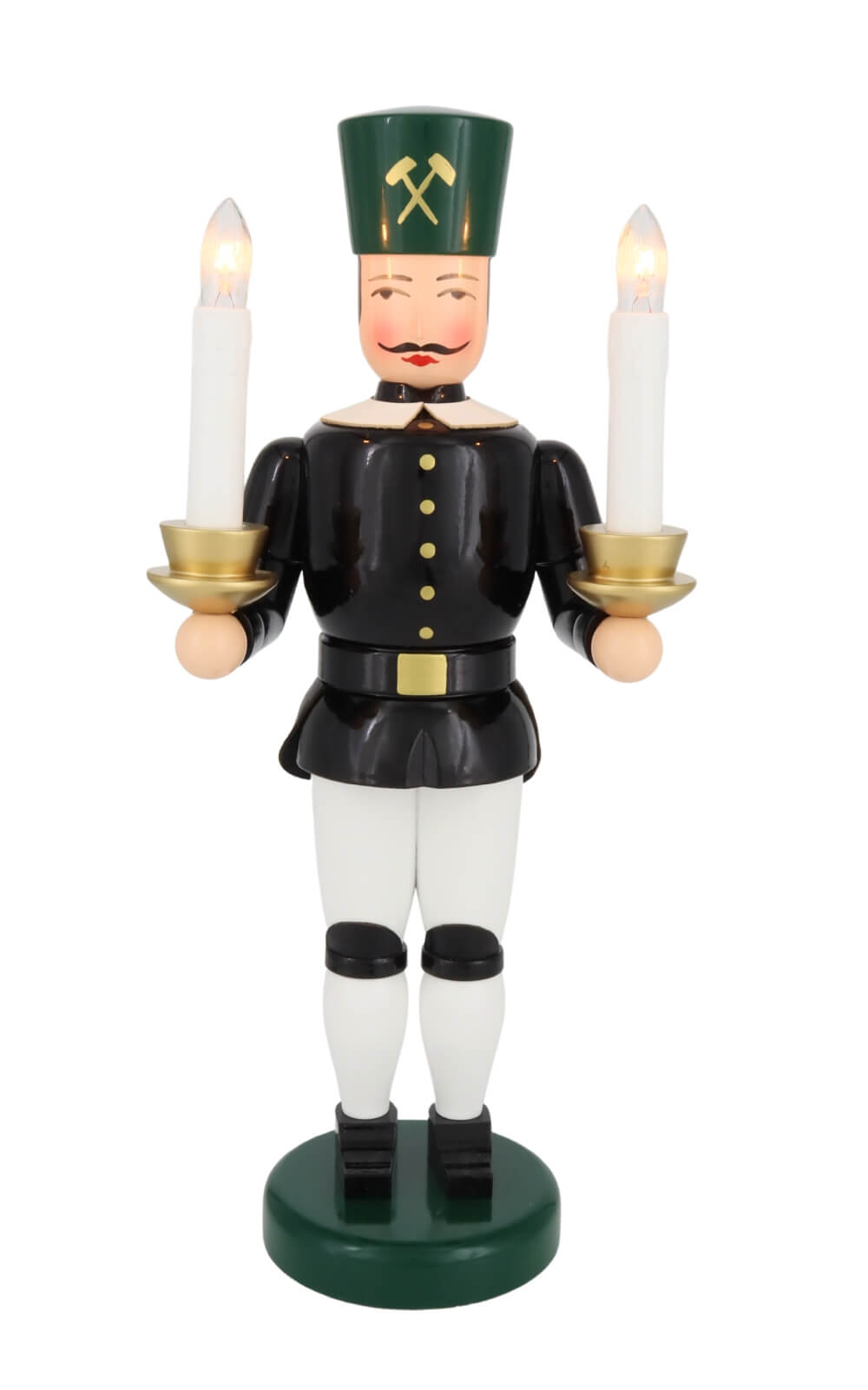 Angel and miner white - gold, 36 cm, electrically illuminated by Holzkunst Gahlenz_5