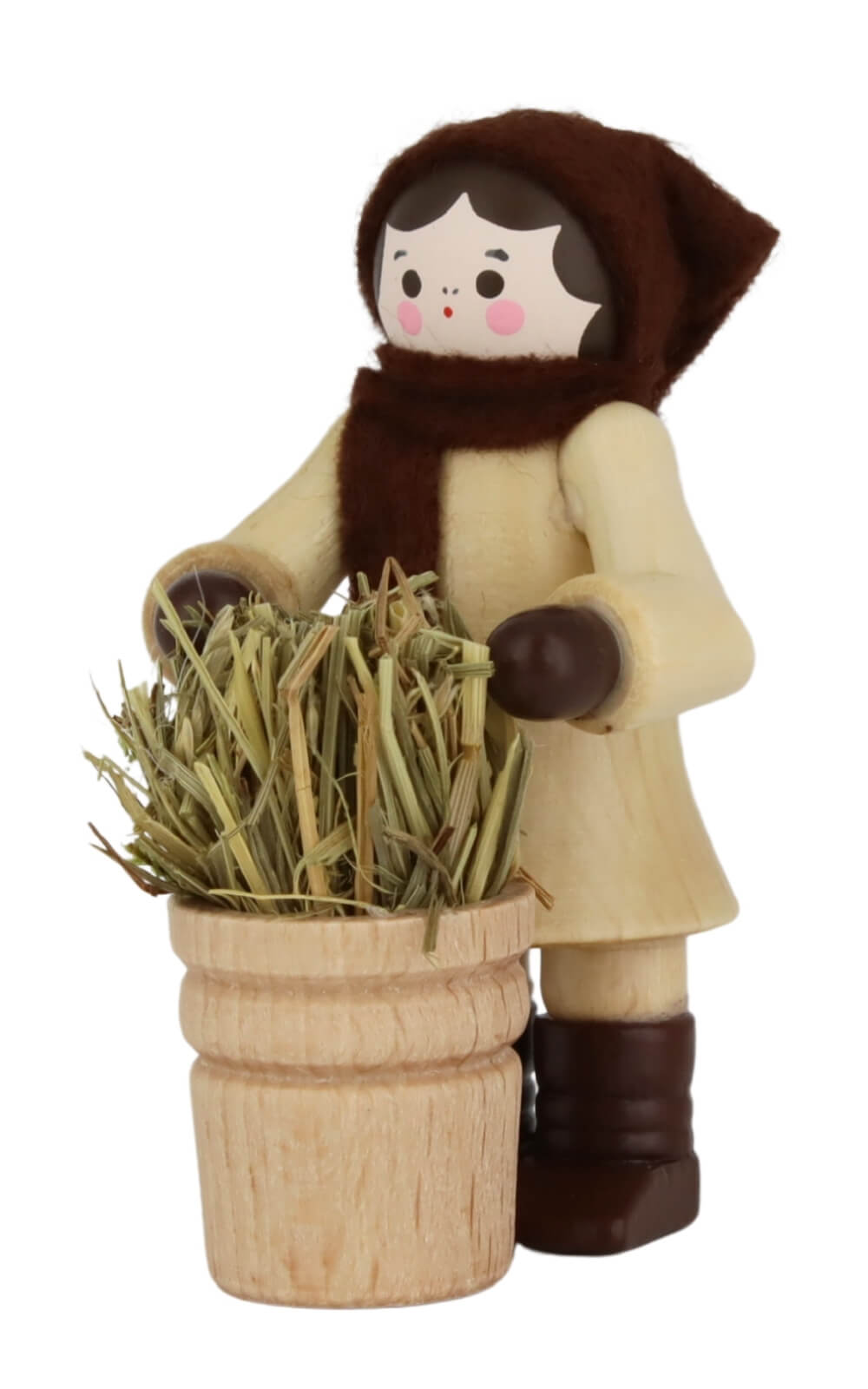 Woman with hay basket, 6 cm/2.36 in, natural by Romy Thiel_2