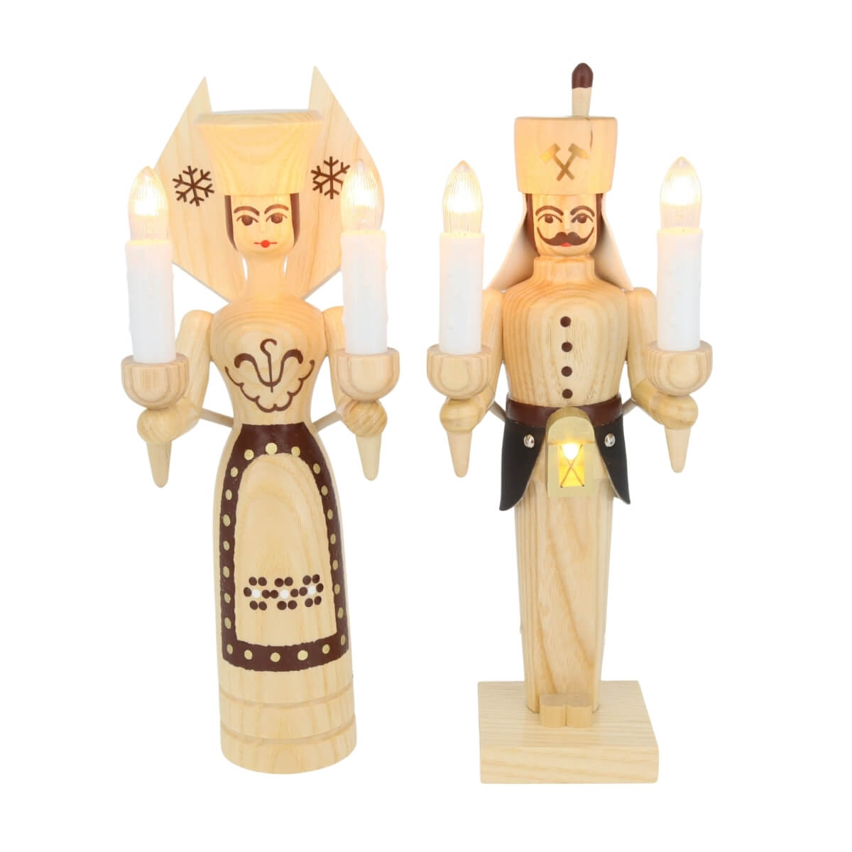 Angel and miner, 26 cm, natural, electrically illuminated by SEIFFEN.COM