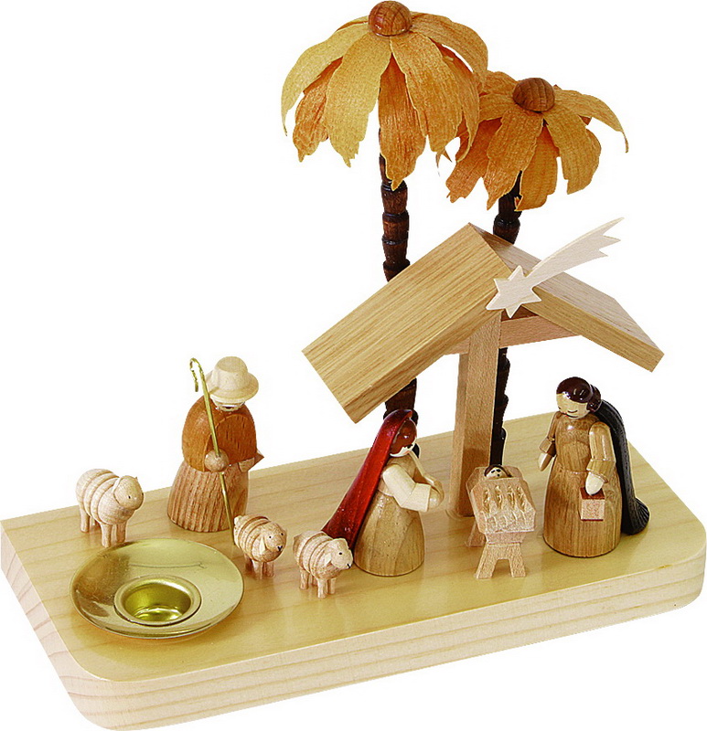 Candle holder Nativity, 14 cm, natural by Richard Glässer