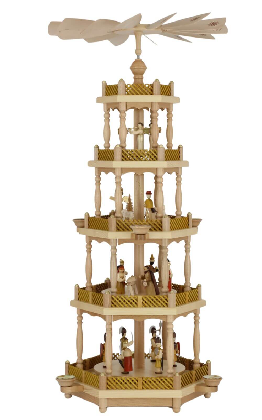 Christmas pyramid Nativity, natural, 4-tier by Richard Glässer_1