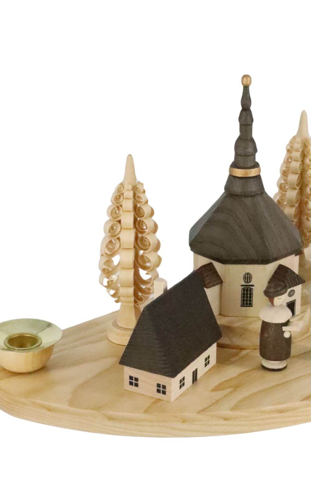 Christmas candle holder Seiffener Dorf with Kurrende, natural, 30 cm by Albin Preißler_4