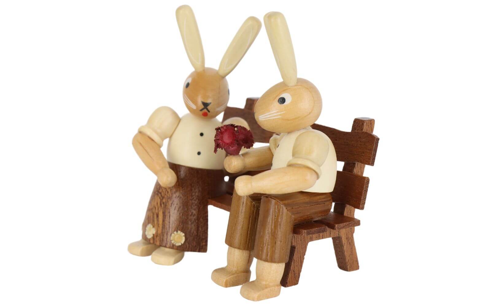 Easter bunny couple on bench nature by Müller Kleinkunst_2