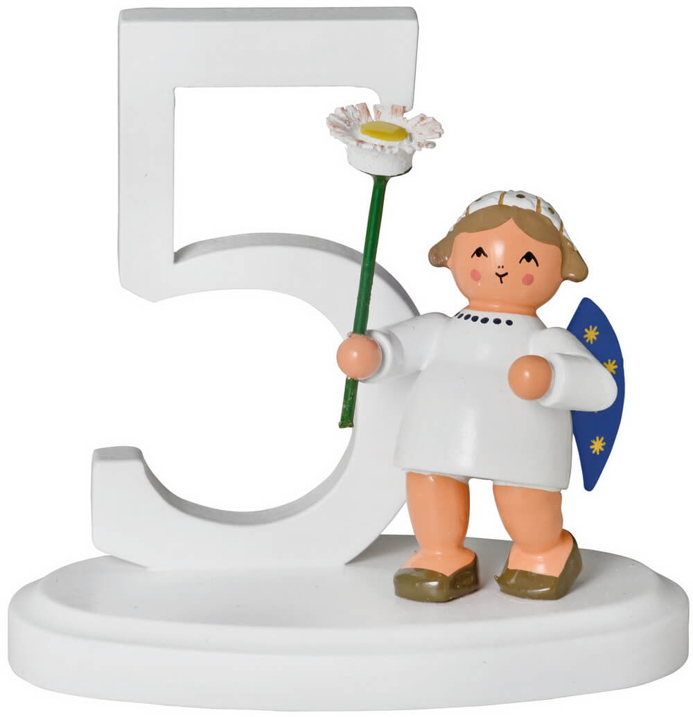 Christmas angel with number 5, 7 cm from KWO